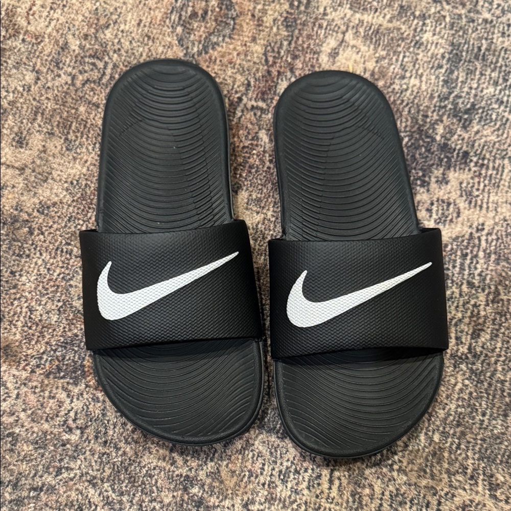 Nike Black Slides with White Logo